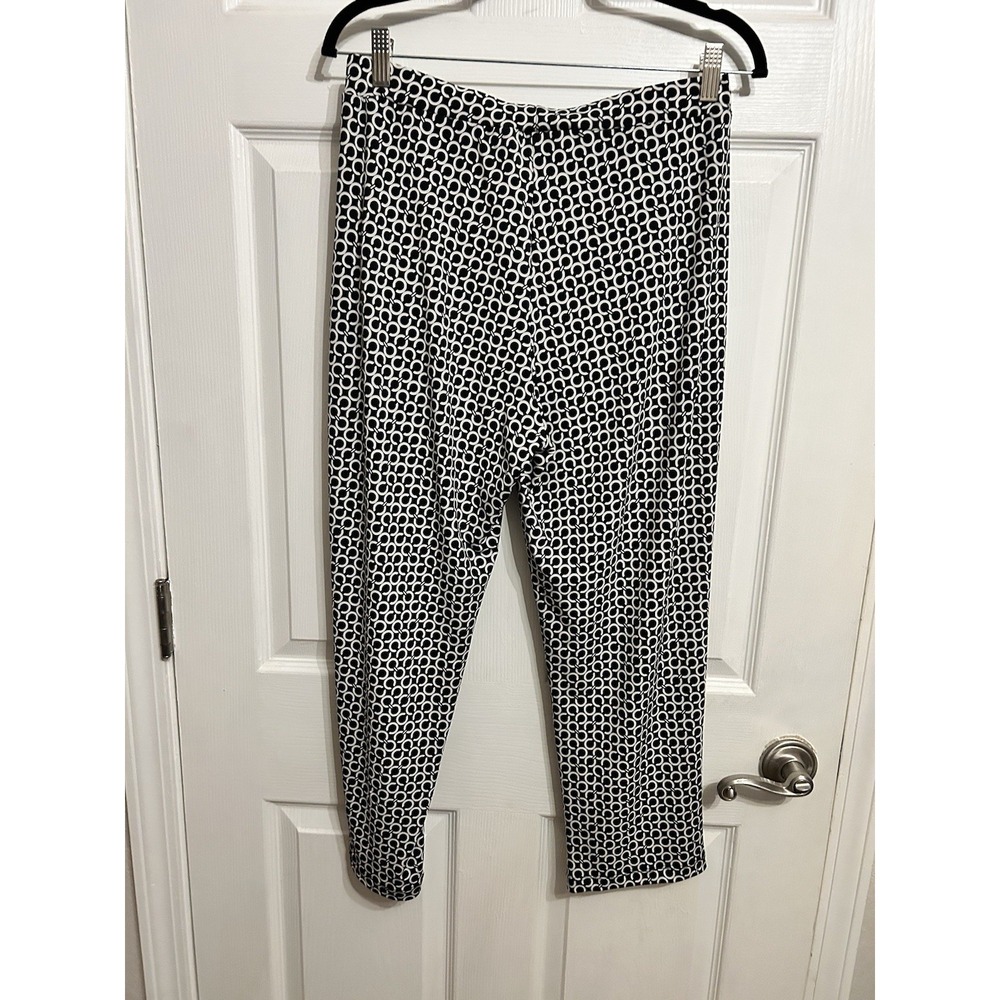 Clara Sun Woo Women's Pants Medium‎ Black White Geometric Print Stretch Pockets - Picture 7 of 9